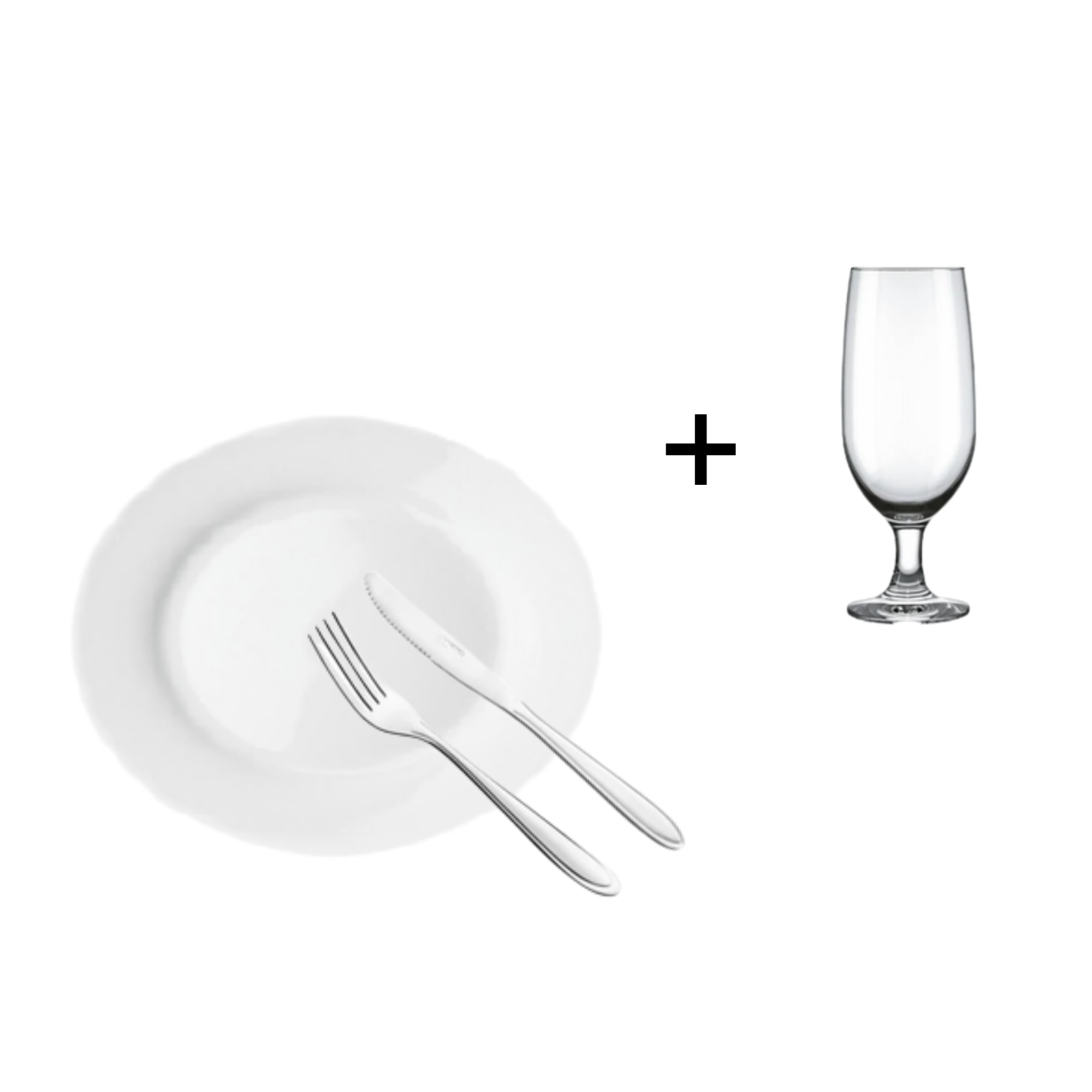 KIT Prato Raso + Talheres + Taça